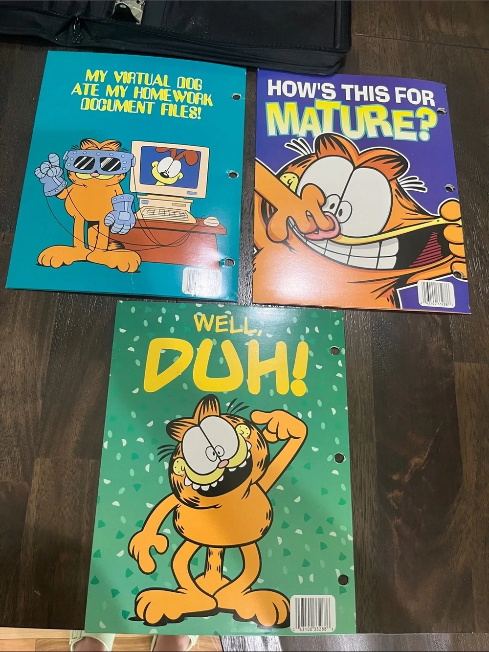 90s Vintage Garfield Mead PAWS Binder w/ 3 Garfield Pocket Folders